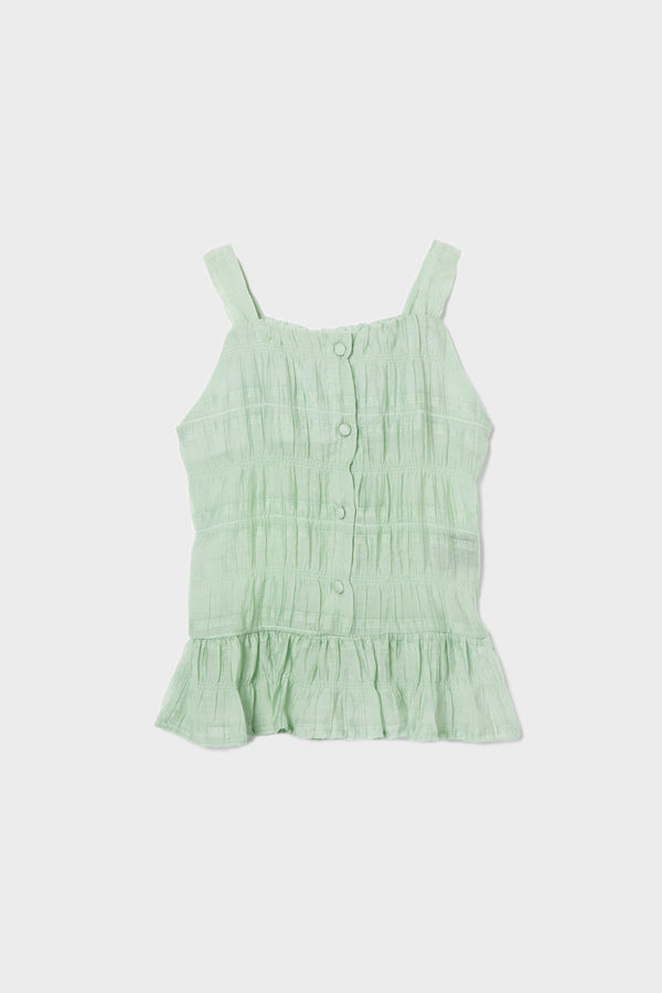 Girls Green Woven Blouse