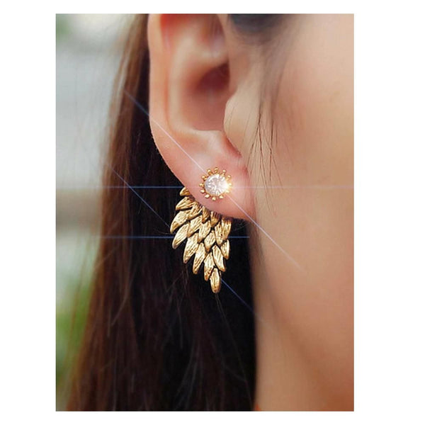 Romwe- Wing Shape Rhinestone Swing Earrings 1pair