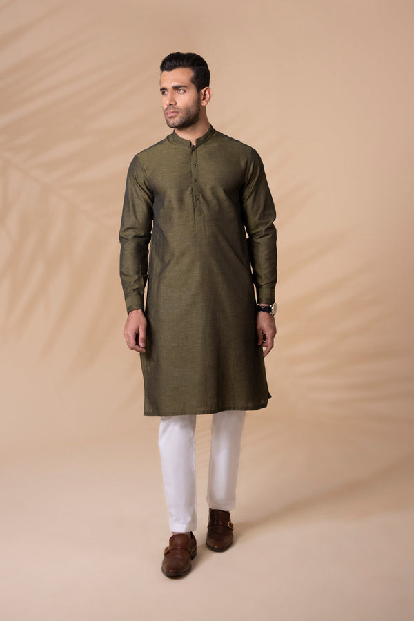 Black Yarn Dyed Kurta Menswear