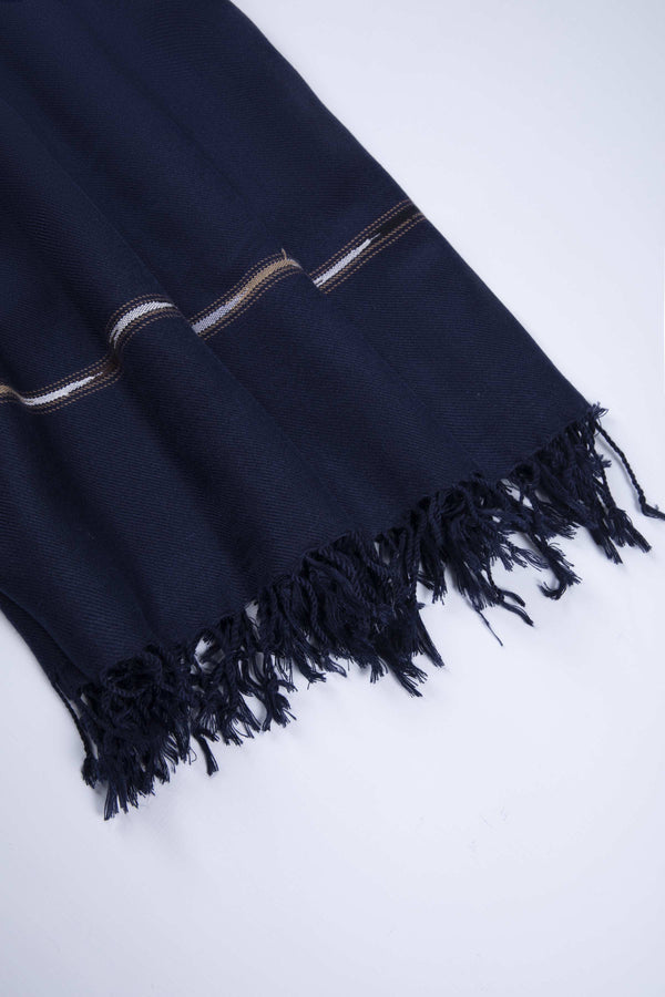 Sapphire Blended Wool Swati Shawl navy Blue