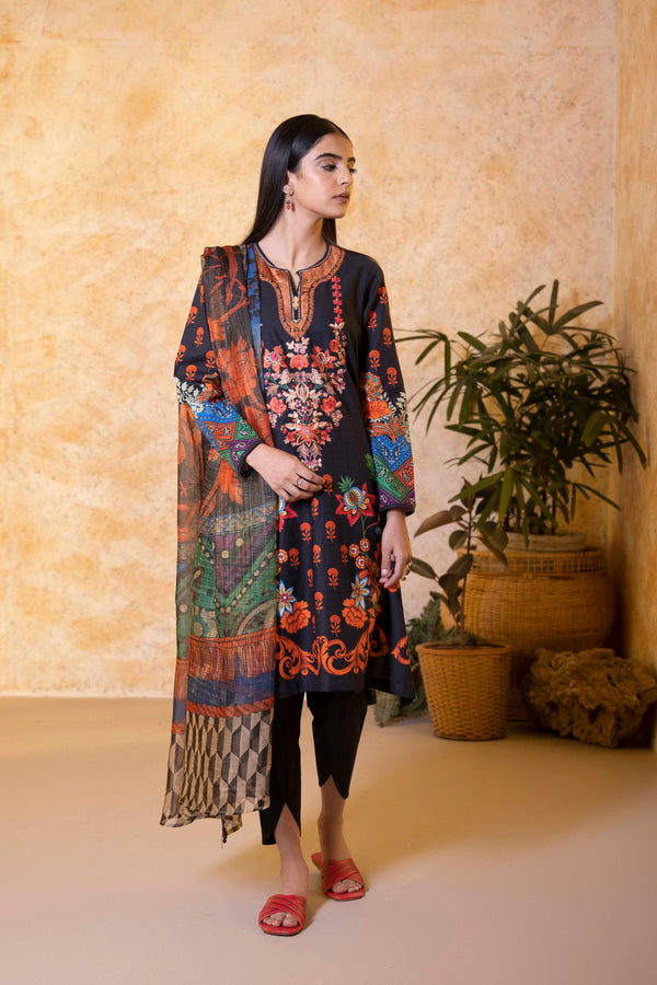 Sapphire- 2 Piece - Embroidered Cotton Suit