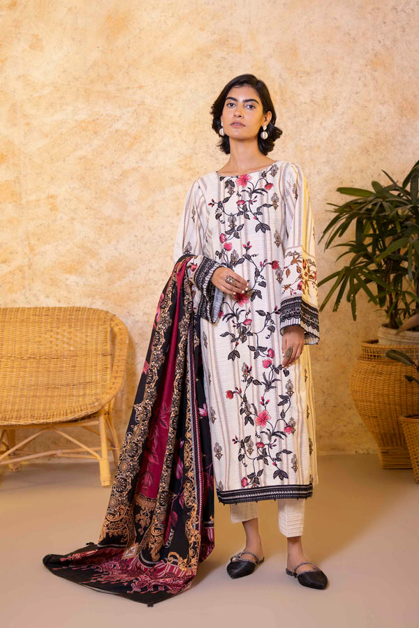 Sapphire- 3 Piece - Embroidered Khaddar Suit