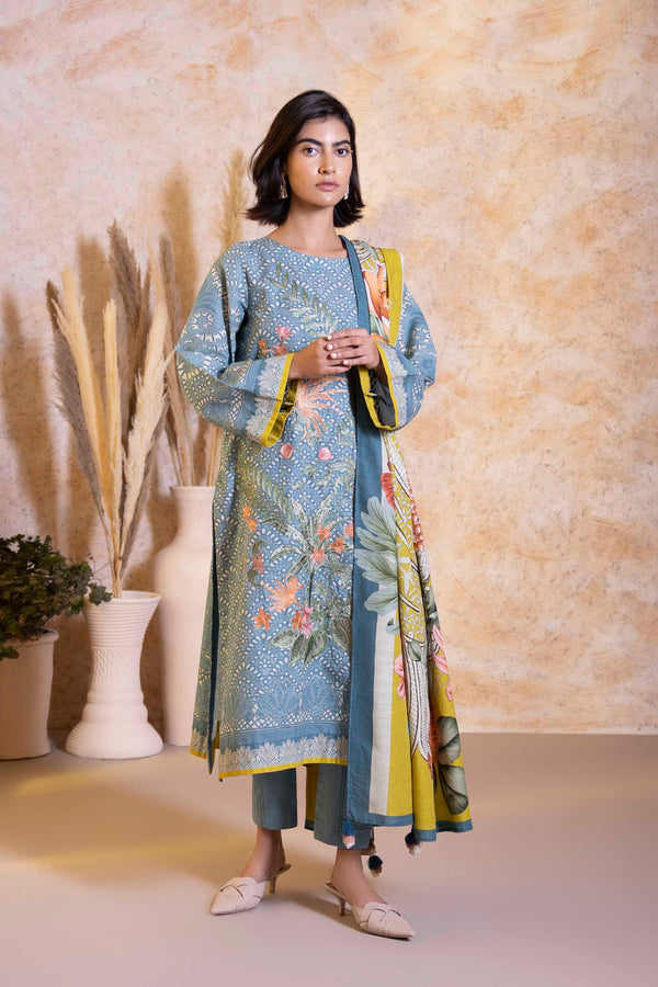 Sapphire- 3 Piece - Embroidered Khaddar Suit