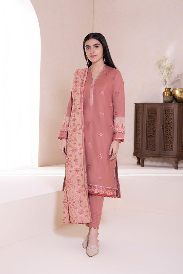 Sapphire- 3 Piece - Embroidered Cotton Satin Suit