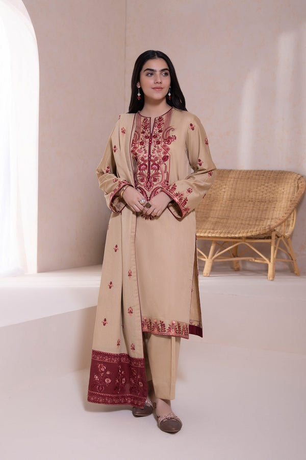 Sapphire- 3 Piece - Embroidered Cotton Satin Suit