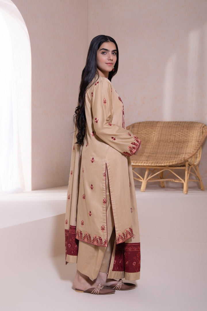 Sapphire- 3 Piece - Embroidered Cotton Satin Suit