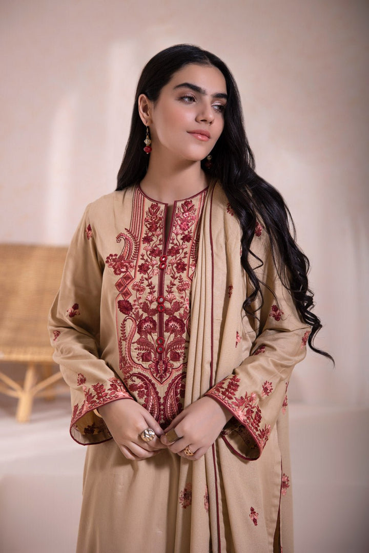 Sapphire- 3 Piece - Embroidered Cotton Satin Suit