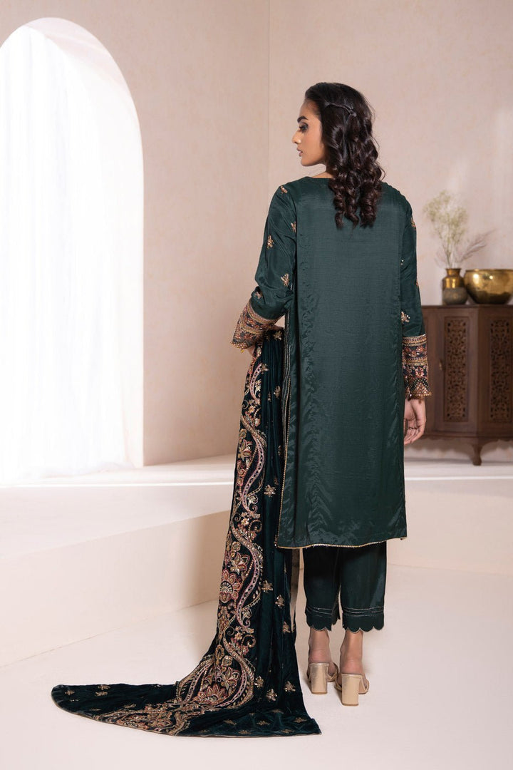 Sapphire- 3 Piece - Embroidered Raw Silk Suit