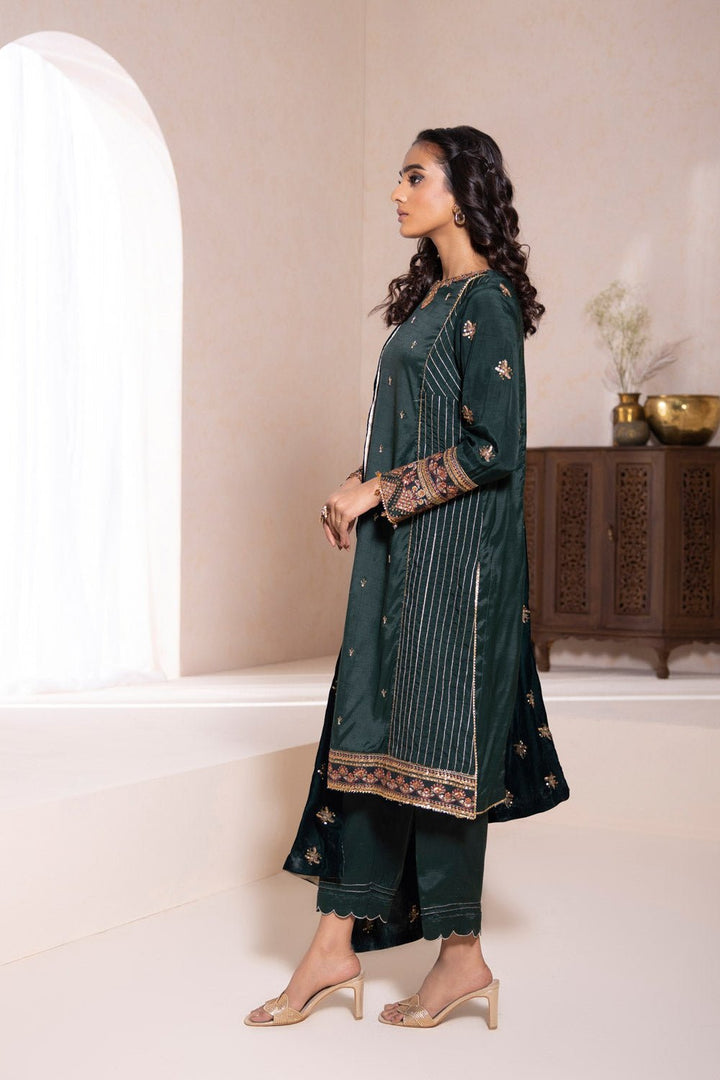 Sapphire- 3 Piece - Embroidered Raw Silk Suit