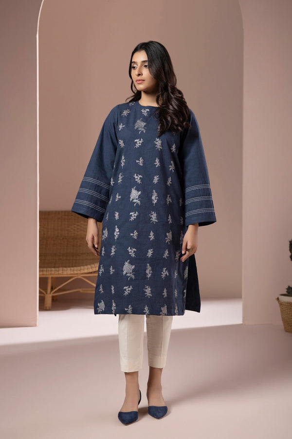 Sapphire- Embroidered Melange Shirt