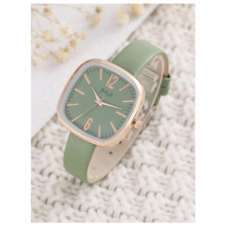 Shein- 1pc Minimalist Square Pointer Quartz Watch & 1pc Bracelet