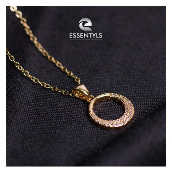 Essentyls- 18K Gold Plated Zirconia Round Necklace