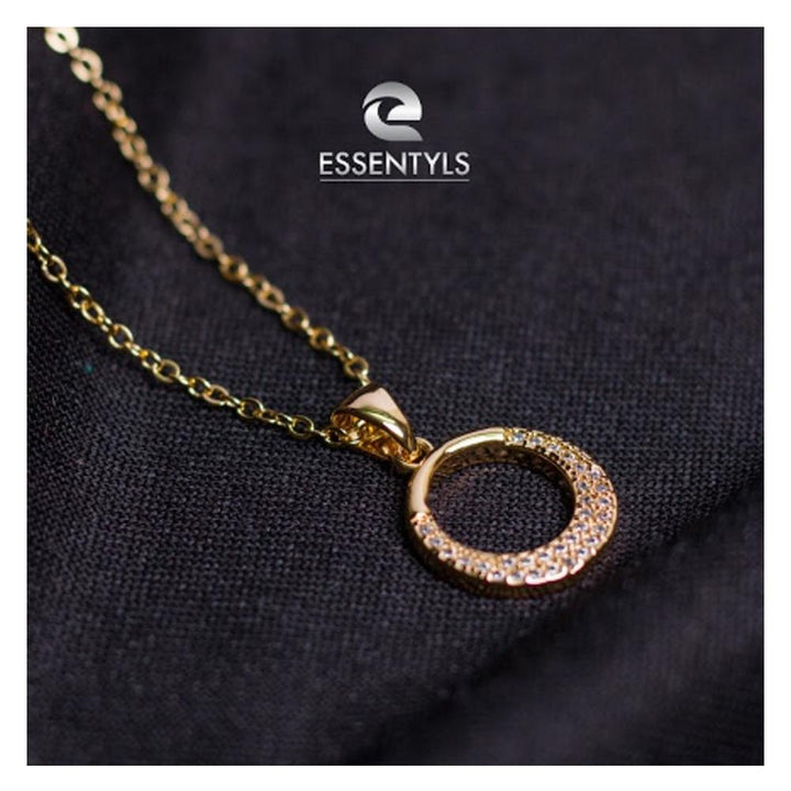 Essentyls- 18K Gold Plated Zirconia Round Necklace