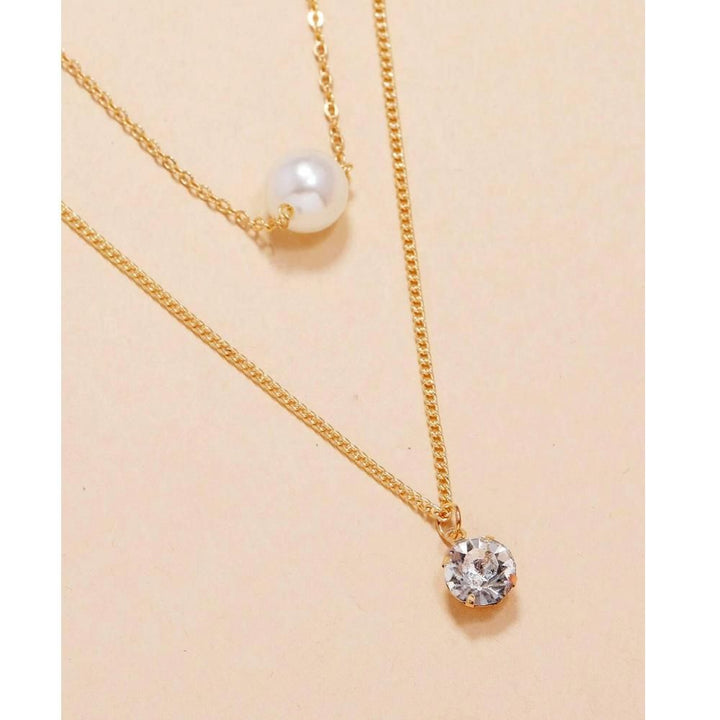 Romwe- Faux Pearl Layered Necklace