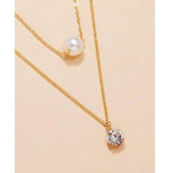 Romwe- Faux Pearl Layered Necklace