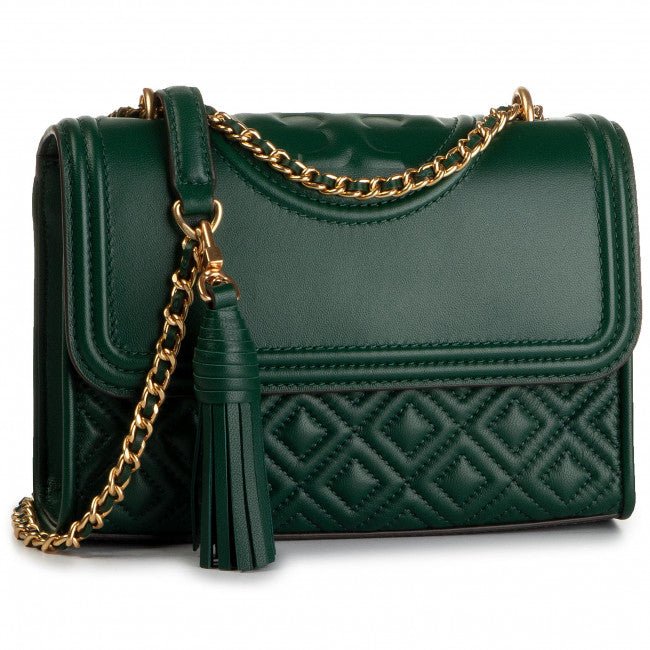 Tory Burch Green Leather Small Fleming Shoulder Bag