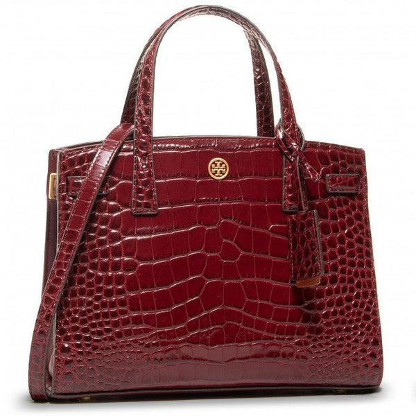 Tory burch-Walker Embossed Small Satchel Claret