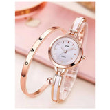Shein- 1pc Round Pointer Quartz Watch & 1pc Bracelet- Pink