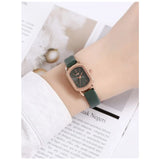 Shein- Simple Oval Pointer Quartz Watch- Green