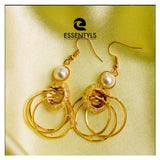 Essentyls- Gold Link Pearl Earrings
