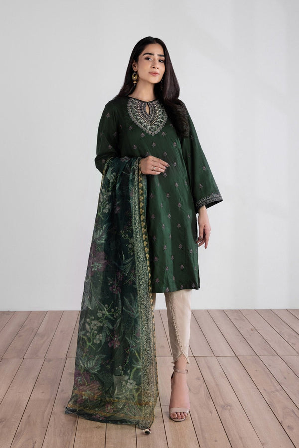 Sapphire- 2 Piece - Embroidered Cotton Suit