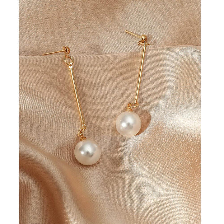 Romwe- Faux Pearl Drop Earrings