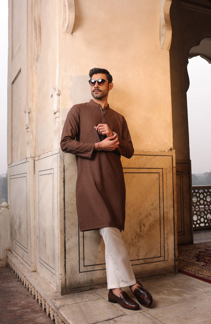 Summer'22 Men Kurta Semi Formal Styling Chocolate