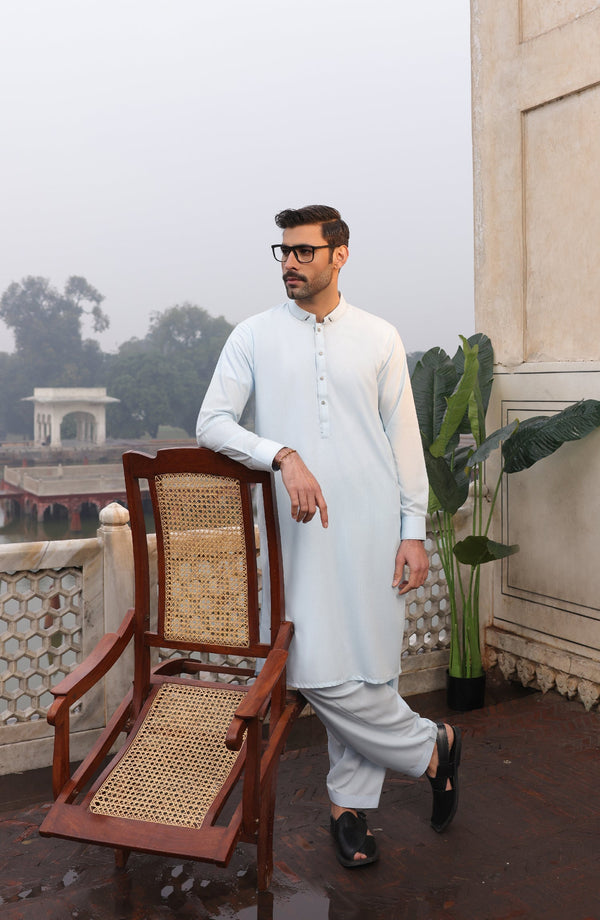 Summer'22 Men Casual Styling Kameez Shalwar Aqua