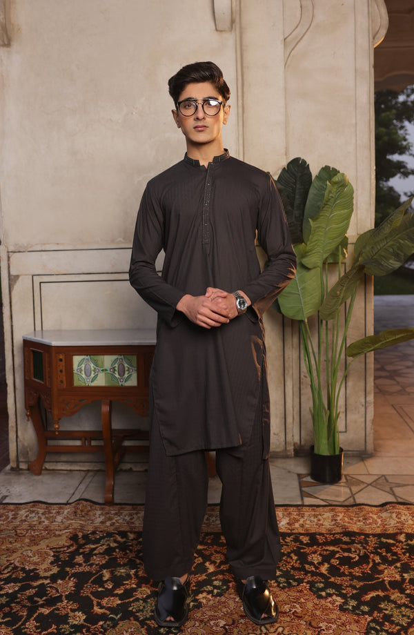 Summer'22 Teens Casual Styling Kameez Shalwar Charcoal