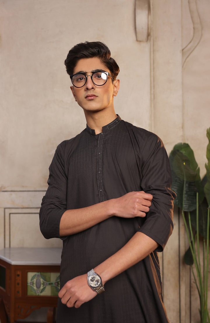 Summer'22 Teens Casual Styling Kameez Shalwar Charcoal