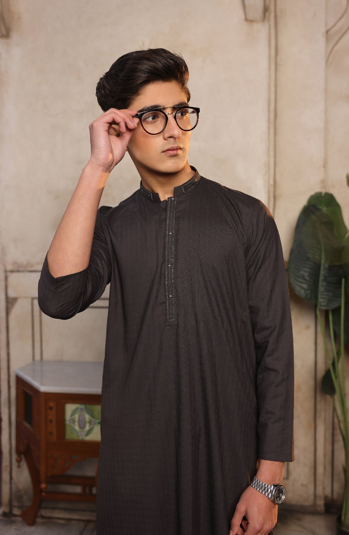 Summer'22 Teens Casual Styling Kameez Shalwar Charcoal