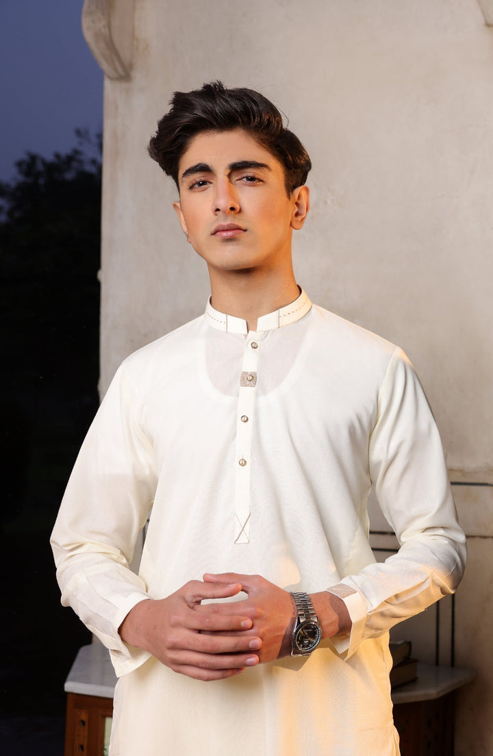 Summer'22 Teens Semi Formal Styling Kameez Shalwar Cream