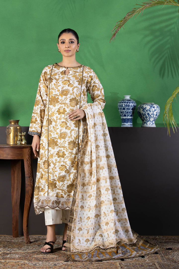 Sapphire- 3 Piece - Embroidered Cotton Suit