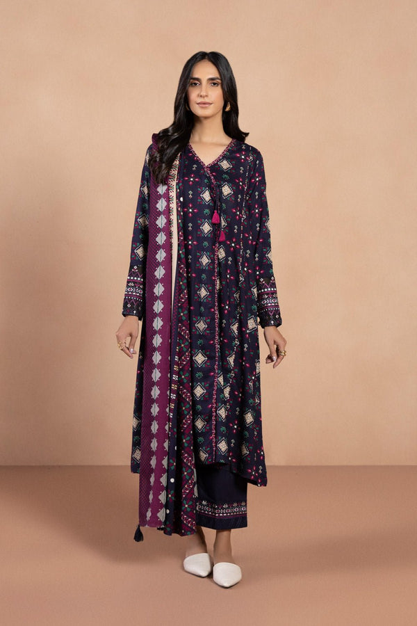 Sapphire- 3 Piece - Embroidered Linen Suit