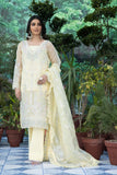 Sapphire 3 Piece - Embroidered Organza Suit Yellow