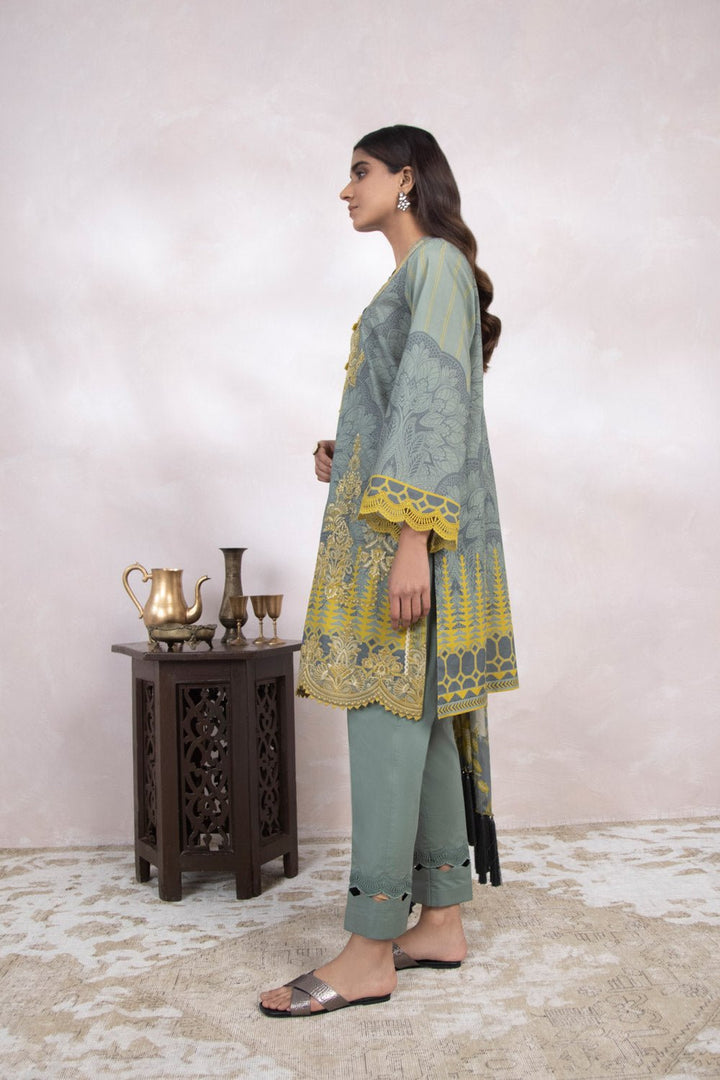 Sapphire- 3 Piece - Embroidered Satin Suit