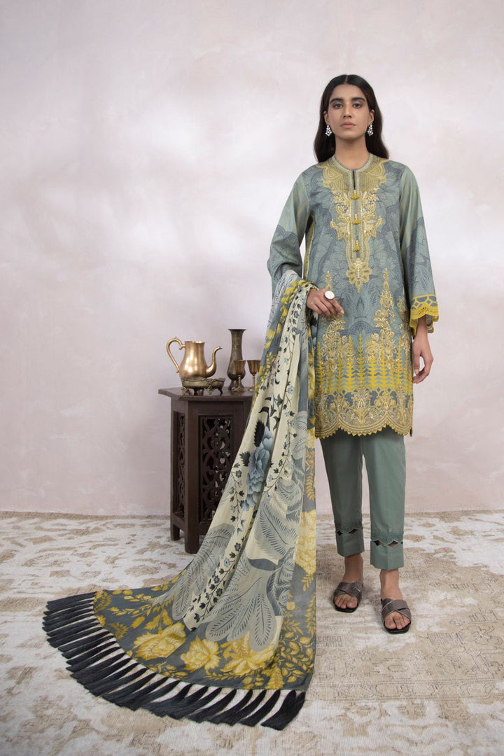 Sapphire- 3 Piece - Embroidered Satin Suit