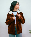 Luxurious Brown Velvet with White Sherpa Jacket | Velvet Jackets | Unisex | Weave Wardrobe