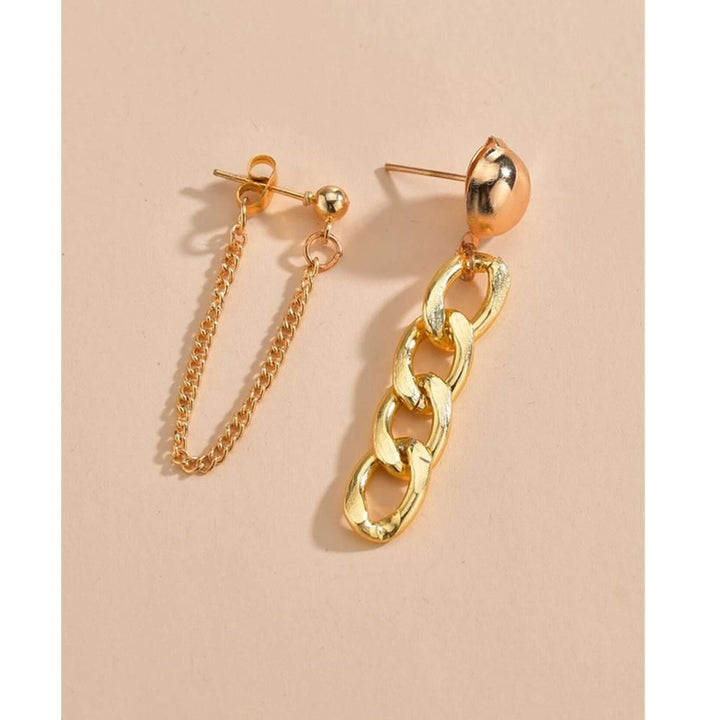 Romwe- Chain Mismatched Drop Earrings