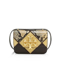 Tory Burch-Eleanor Exotic Diamond Quilt small convertible shoulder bag Chocolate liquor/beeswax