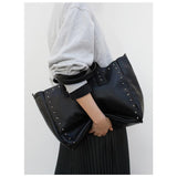 PARFOIS- Studded Tote Bag With Detachable Handle