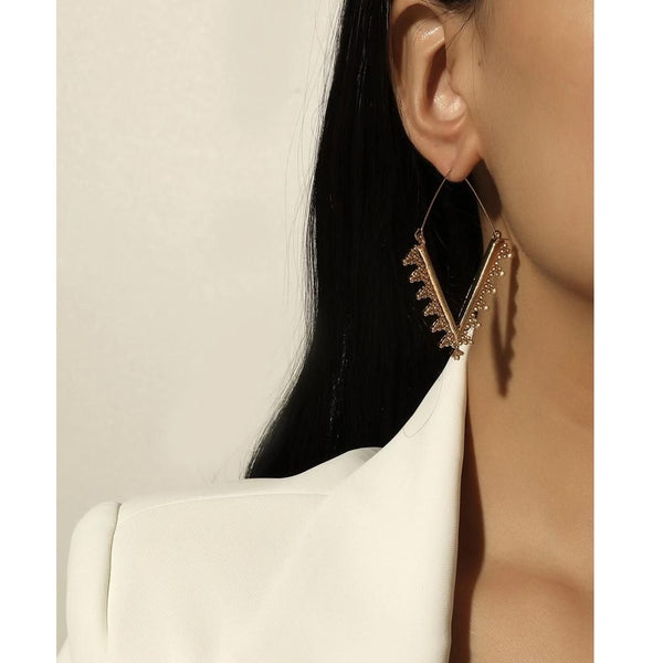 Romwe- Rhombus Hoop Earrings