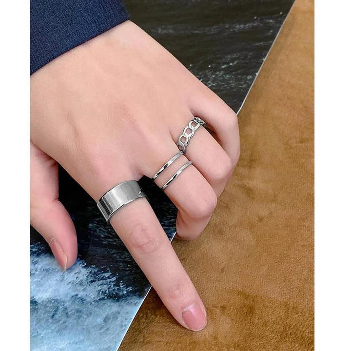 Romwe- 3pcs Minimalist Chain Ring