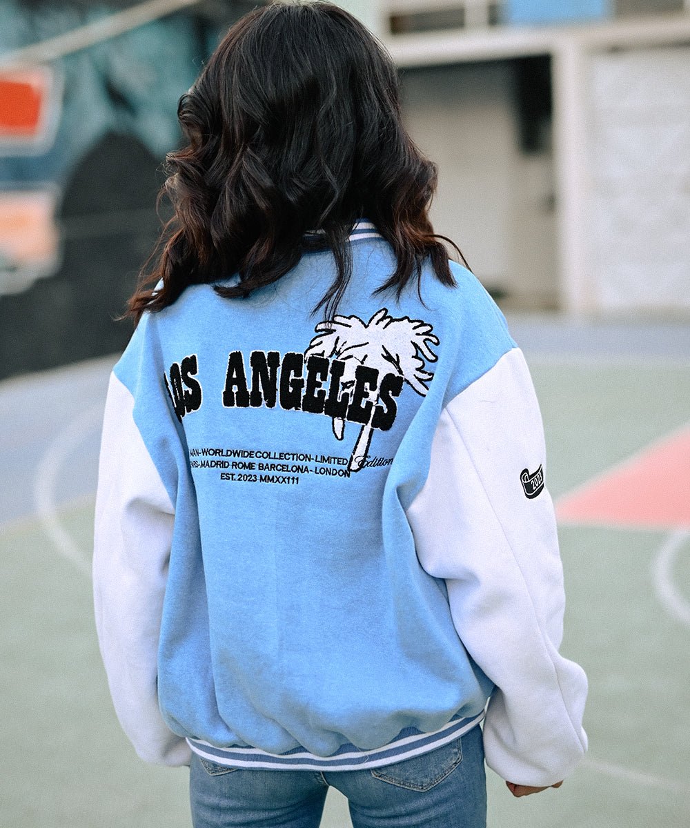 LA Sky Blue Letterman Jacket, Varsity Jackets, Unisex