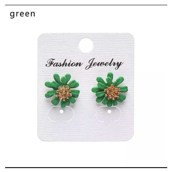 Pink Panda- Daisy studs (green)