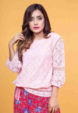 IGNITE-Womens Lace Top with self lining - Pink