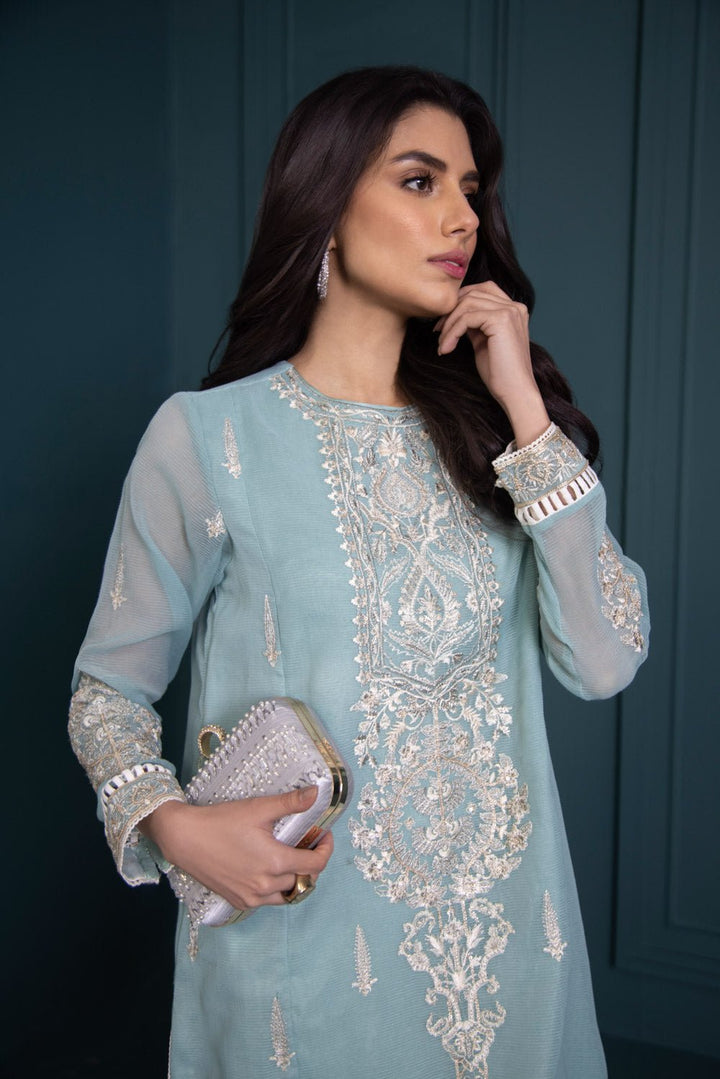 Sapphire- Embroidered Karandi Shirt