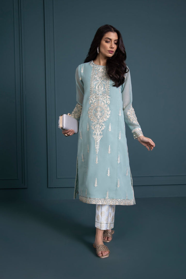 Sapphire- Embroidered Karandi Shirt