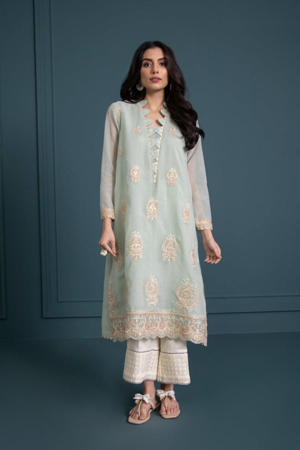 Sapphire- Embroidered Karandi Shirt