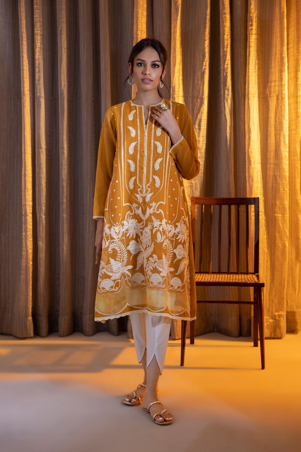 Sapphire- Embroidered Karandi Shirt